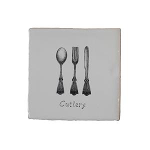 Terre d'Azur Malaga wandtegel met decor bestek 13x13cm beige