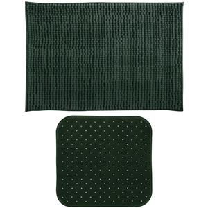 MSV Douche anti-slip mat en droogloop mat - Sevilla badkamer set - rubber/microvezel - donkergroen -