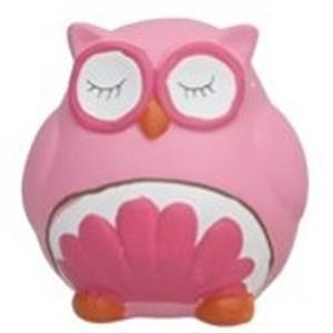 Gerimport Spaarpot Uil - dieren thema - 11 x 11 x 12 cm - roze - keramiek - kinderen -