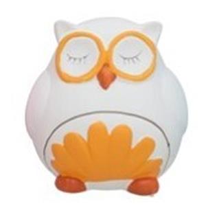 Gerimport Spaarpot Uil - dieren thema - 11 x 11 x 12 cm - wit - keramiek - kinderen -