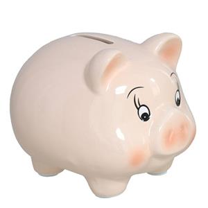 Gerimport Spaarpot Varken - dieren thema - 11 x 11 x 13 cm - roze - keramiek - kinderen -