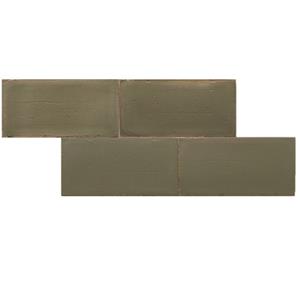 Terre d'Azur Terre-Spatula wandtegel 10x20cm donkergroen