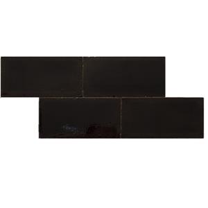Terre d'Azur Terre-Spatula wandtegel 10x20cm zwart glans