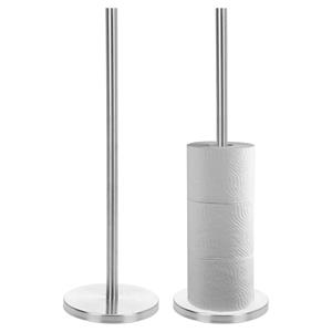 Merkloos Toiletrollen houder - staand model - RVS metaal - 45 cm hoog - voor 5 wc-rollen -