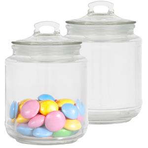 Alessandro Snoeppot/voorraadpot - 2x - met deksel - luchtdicht - glas - 600 ml - D11 x H22 cm -