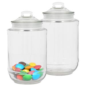 Alessandro Snoeppot/voorraadpot - 2x - met deksel - luchtdicht - glas - 2000 ml - D11 x H22 cm -