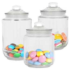 Alessandro Snoeppot/voorraadpot set - 3x stuks - met deksel - luchtdicht - glas -