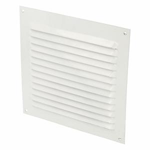 AMIG Ventilatie/muurrooster met gaas - 150 x 150mm - aluminium - wit - schoepenrooster -
