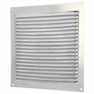 AMIG Ventilatie/muurrooster met gaas - 170 x 170mm - aluminium - zilver - schoepenrooster -