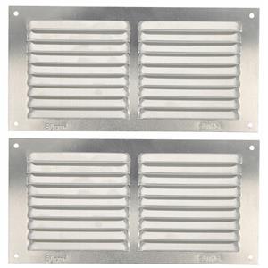 AMIG Ventilatierooster/muurrooster - 2x - 100 x 200mm - aluminium - zilver - schoepenrooster -