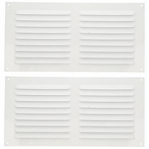 AMIG Ventilatierooster/muurrooster - 2x - 150 x 300mm - aluminium - wit - schoepenrooster -