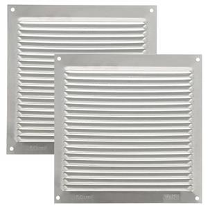 AMIG Ventilatierooster/muurrooster - 2x - 170 x 170mm - aluminium - zilver - schoepenrooster -