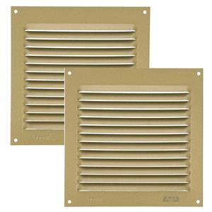 AMIG Ventilatierooster/muurrooster - 2x - 150 x 150mm - aluminium - goud - schoepenrooster -