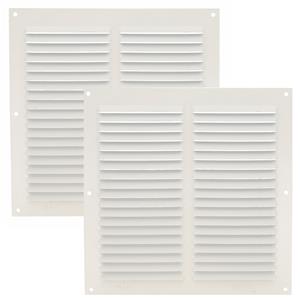 AMIG Ventilatierooster/muurrooster - 2x - 200 x 200mm - aluminium - wit - schoepenrooster -