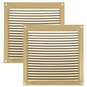 AMIG Ventilatierooster/muurrooster - 2x - 170 x 170mm - aluminium - goud - schoepenrooster -