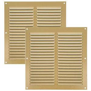 AMIG Ventilatierooster/muurrooster - 2x - 200 x 200mm - aluminium - goud - schoepenrooster -