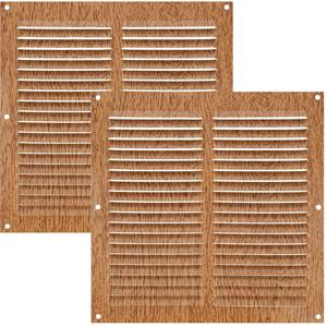 AMIG Ventilatierooster/muurrooster - 2x - 200 x 200mm - aluminium - beukenhout look - schoepenrooste -