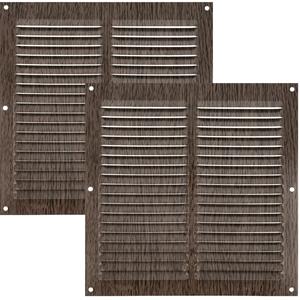 AMIG Ventilatierooster/muurrooster - 2x - 200 x 200mm - aluminium - wengehout look - schoepenrooster -
