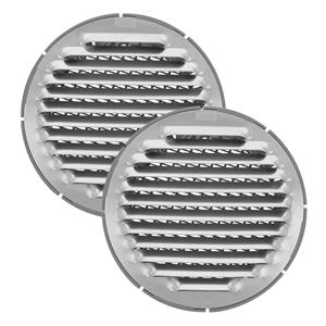 AMIG Ventilatierooster/muurrooster rond - 2x - voor D120mm buisaansluiting - aluminium - schoepenroo -