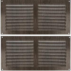 AMIG Ventilatierooster/muurrooster - 2x - 150 x 300mm - aluminium - wengehout look - schoepenrooster -