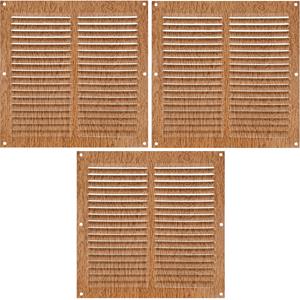 AMIG Ventilatierooster/muurrooster - 3x - 200 x 200mm - aluminium - beukenhout look - schoepenrooste -
