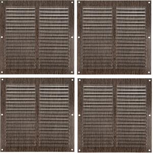 AMIG Ventilatierooster/muurrooster - 4x - 200 x 200mm - aluminium - wengehout look - schoepenrooster -