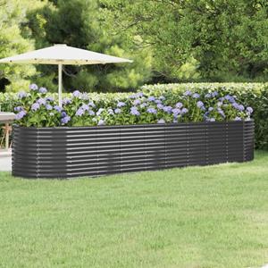 VidaXL Plantenbak 396x100x68 cm gepoedercoat staal antracietkleurig