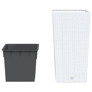 VidaXL Plantenbak met uitneembare bak rattan-look 21/49 L PP wit