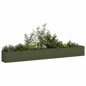 VidaXL Plantenbak 360x40x40 cm koudgewalst staal olijfgroen