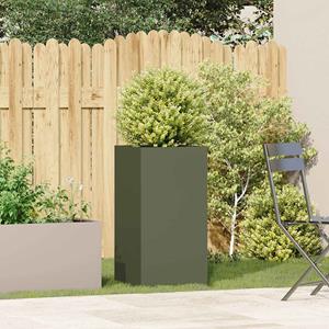VidaXL Plantenbak 40x40x80 cm koudgewalst staal olijfgroen