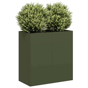 VidaXL Plantenbak 40x40x80 cm koudgewalst staal olijfgroen