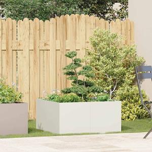 VidaXL Plantenbak 80x80x40 cm koudgewalst staal wit