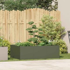 VidaXL Plantenbak 120x80x40 cm staal olijfgroen