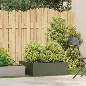 VidaXL Plantenbak 80x80x30 cm staal olijfgroen