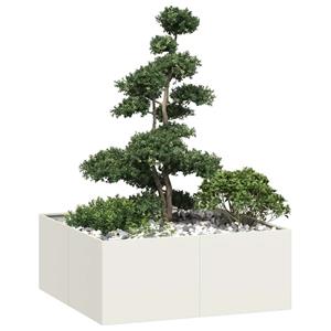 VidaXL Plantenbak 100x100x40 cm staal wit