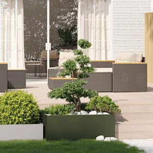 VidaXL Plantenbak 100x100x40 cm staal olijfgroen