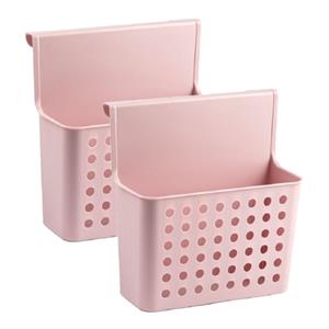PlasticForte Badkamerrekje - Set van 2x stuks - roze - douche opbergmandje - 26x24 cm -