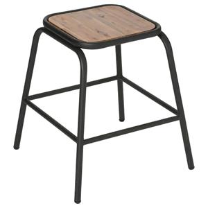 Atmosphera Bijzet krukje/stoel - metaal/acacia hout - x x cm - Stapelbaar -