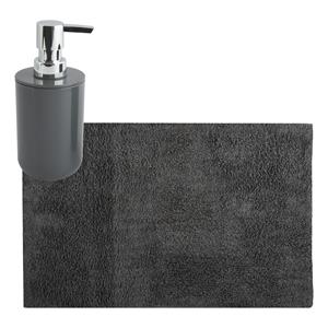 MSV badkamer droogloop mat/tapijt - x 60 cm - met zelfde kleur zeeppompje - donkergrijs -