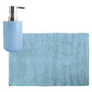 MSV badkamer droogloop mat/tapijt - x 60 cm - met zelfde kleur zeeppompje - lichtblauw -