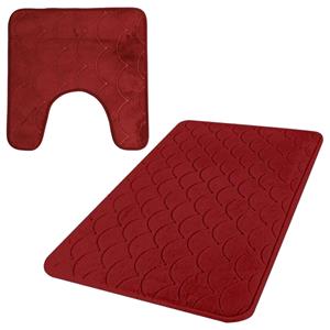 Urban Living badkamer droogloop matjes - set 2x stuks - memory foam - donkerrood -
