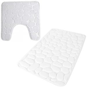 Urban Living badkamer droogloop matjes - set 2x stuks - memory foam - parel wit -