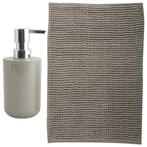 MSV badkamer droogloop mat - Milano - x 60 cm - met bijpassende kleur zeeppompje - beige -