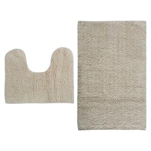 MSV Badkamerkleedje/badmatten set - voor op de vloer - creme wit - 45 x 70 cm/45 x 35 cm -