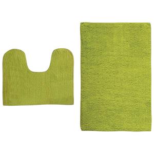 MSV Badkamerkleedje/badmatten set - voor op de vloer - lime/appel groen - 45 x 70 cm/45 x 35 cm -