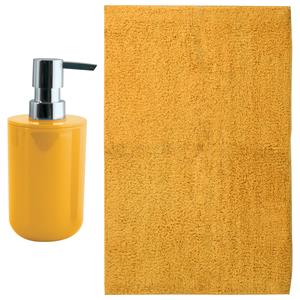 MSV badkamer droogloop mat - Napoli - 45 x 70 cm - met bijpassend zeeppompje - saffraan geel -
