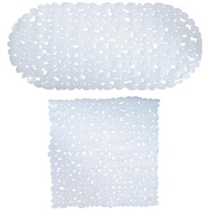 MSV Douche/bad anti-slip matten set badkamer - pvc - 2x stuks - wit - 2 formaten -