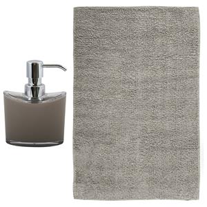 MSV badkamer droogloop mat/tapijt - Sienna - x 60 cm - bijpassende kleur zeeppompje - beige -