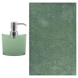 MSV badkamer droogloop mat/tapijt - Sienna - x 60 cm - bijpassende kleur zeeppompje - groen -