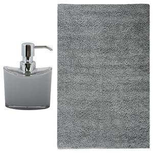 MSV badkamer droogloop mat/tapijt - Sienna - x 60 cm - bijpassende kleur zeeppompje - lichtgrijs -